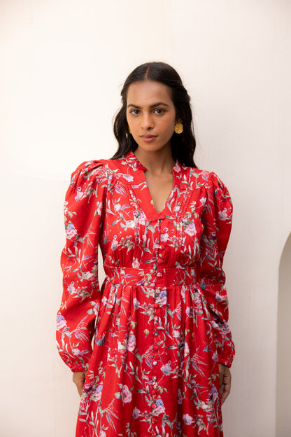 Luna Red Midi Dress