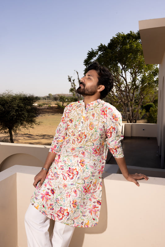 Ivy Off-White Hand Embroidered Kurta