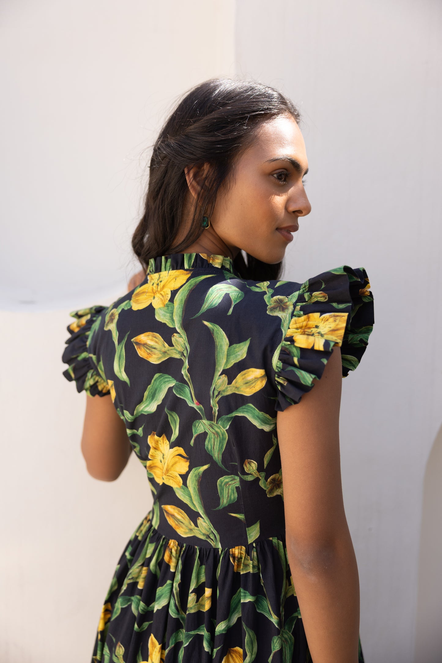 Dramatic Yellow Lily Dress