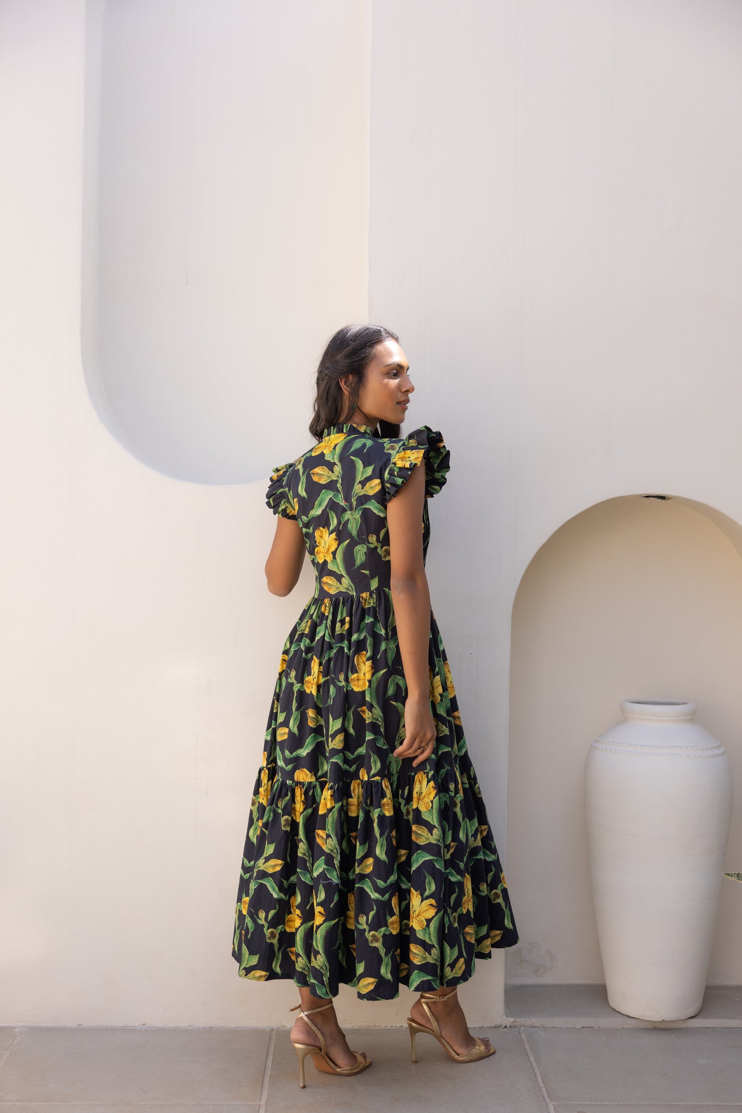 Dramatic Yellow Lily Dress