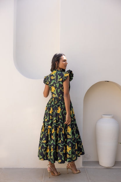 Dramatic Yellow Lily Dress